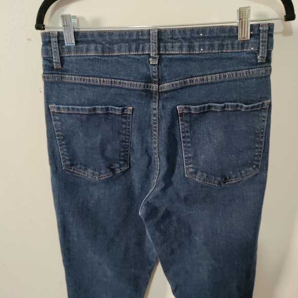 Barbara Casasola Dark Wash Blue Denim Straight Leg Boot Cut Jeans High Rise - Picture 5 of 12